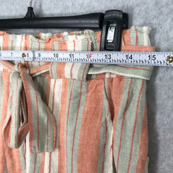 Banjara Shorts Medium Coral Cream Linen Pockets Pull On Resort Cruise Beach - Picture 8 of 10